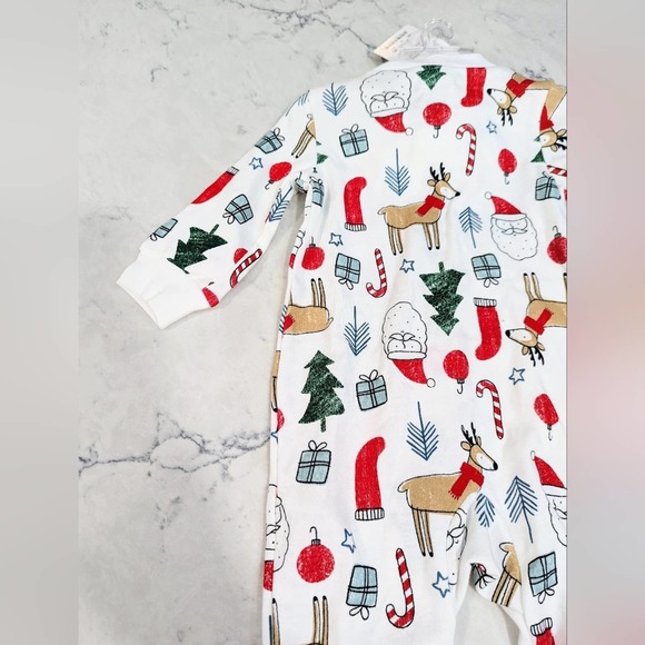 CARTER'S Christmas Footed Pajamas with Reindeer Santa Trees Presents 9 Month - Picture 5 of 12